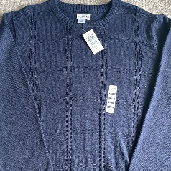 NWT Men’s XL Haggar Long Sleeve Navy Blue Sweater - Picture 2 of 6
